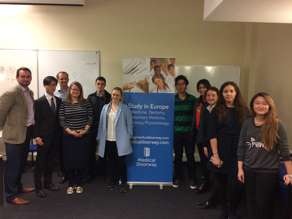 Some of our future Charles University First Faculty of Medicine students with Dr Martin Vejražka, Michaela Vargova and Ben Ambrose.