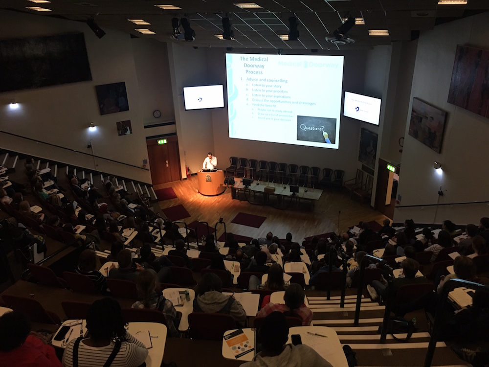 Ben Ambrose gave a "Study Medicine in Europe" presentation to two hundred delegates at The Royal College of Physicians of Edinburgh.